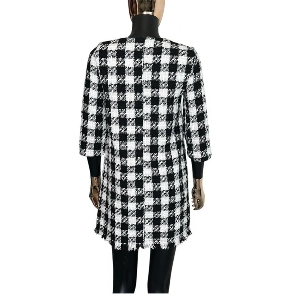 Zara TRF Black White Tweed Check Mini Dress NWT Size Small - Picture 3 of 9